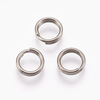 Titanium Alloy Split Rings, Double Loops Jump Rings, Platinum, 8x2mm, Inner Diameter: 7mm, Single Wire: 1mm