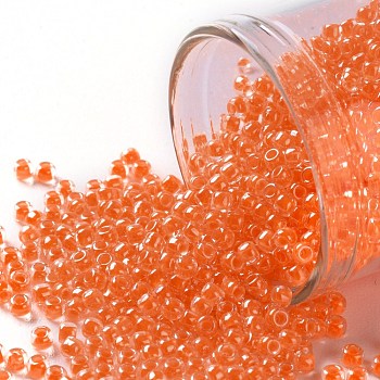 TOHO Round Seed Beads, Japanese Seed Beads, (802) Luminous Neon Orange, 11/0, 2.2mm, Hole: 0.8mm, about 5555pcs/50g