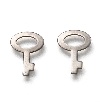 201 Stainless Steel Charms, Laser Cut, Key, Stainless Steel Color, 11.5x8.5x0.8mm, Hole: 5x3mm