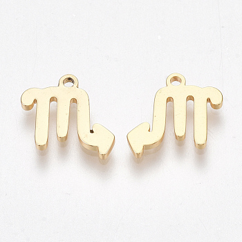 Ion Plating(IP) 304 Stainless Steel Charms, Constellation, Golden, Scorpio, 10x9.5x1mm, Hole: 0.8mm