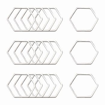 Brass Linking Rings, Hexagon, Platinum, 20x22.5x1mm, about 1000pcs/bag