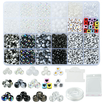 DIY Acrylic & Plastic Beads Bracelets Making Kits, Mixed Color, 4~150x0.8~100x0.5~8mm, Hole: 1~3.8mm