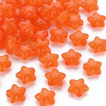 Transparent Acrylic Beads, Imitation Jelly, Star, Orange Red, 10x10.5x6mm, Hole: 1.6mm, about 1690pcs/500g