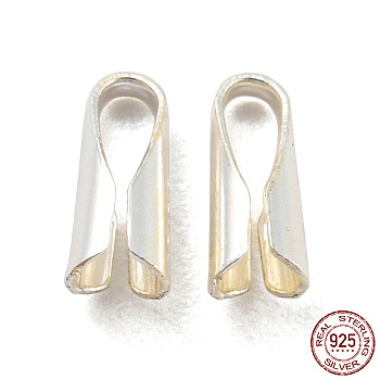 925 Sterling Silver Cord End, Folding Crimp Ends, with S925 Stamp, Silver, 5.5x2.5x2mm, Hole: 1.2mm