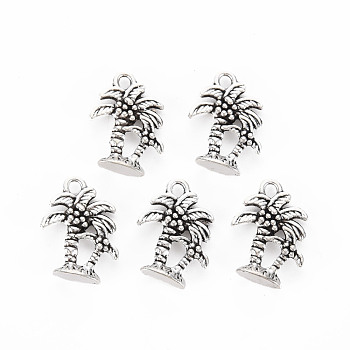 Tibetan Style Alloy Pendants, Cadmium Free & Lead Free, Coconut Tree, Antique Silver, 18x13x4mm, Hole: 1.8mm, about 975pcs/1000g