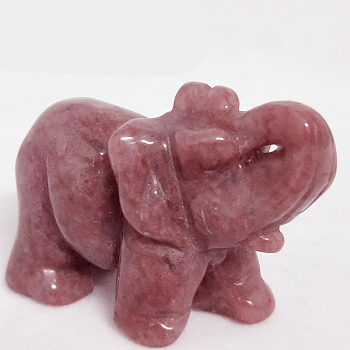 Natural Strawberry Quartz Carved Healing Elephant Figurines, Reiki Stones Statues for Energy Balancing Meditation Therapy, 20x40x30mm