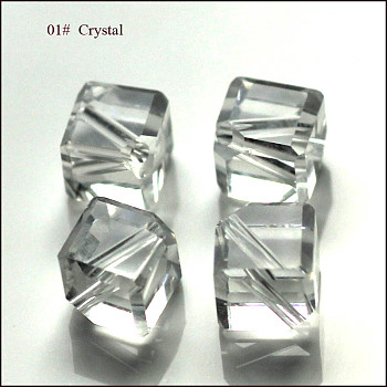 Imitation Austrian Crystal Beads, Grade AAA, Faceted, Cube, Clear, 7x8.5x8.5mm, Hole: 0.9~1mm