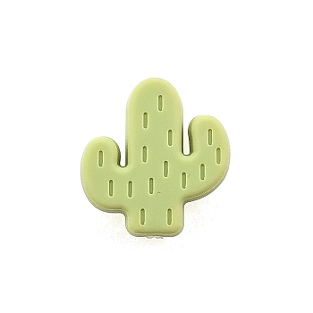 Food Grade Eco-Friendly Silicone Focal Beads, Chewing Beads For Teethers, DIY Nursing Necklaces Making, Cactus, Dark Sea Green, 25x23x8mm, Hole: 2mm