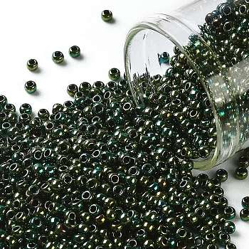 TOHO Round Seed Beads, Japanese Seed Beads, (507) Green Iris Higher Metallic, 11/0, 2.2mm, Hole: 0.8mm, about 1110pcs/10g