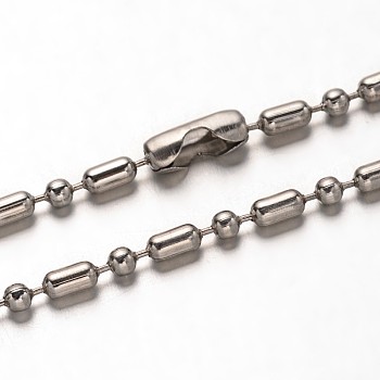 304 Stainless Steel Ball Chains Necklaces, with Connectors, Stainless Steel Color, 23.6 inch(59.9cm)