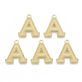 Alloy Pendants, Cadmium Free & Nickel Free & Lead Free, Initial Letter, Real 18K Gold Plated, 21x18x2mm, Hole: 2mm