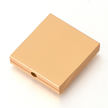 Eco-Friendly Aluminium Beads, Laser Cut Beads, Square, Gold, 30x28.5~29.5x6mm, Hole: 3mm