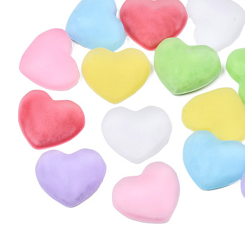 Acrylic Cabochons, Rubberized Style, Heart, Mixed Color, 16x19.5x8mm