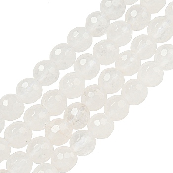 Natural Quartz Crystal Beads Strands, (128 Facets)Faceted, Rock Crystal Round Beads, 6mm, Hole: 0.9mm, about 60pcs/strand, 14.76 inch(37.5cm)