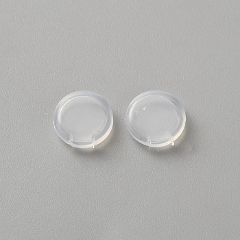 Resin Clip-on Earring Pads, Flat Round, Clear, 10x3.5mm, Hole: 2.8x1.2mm