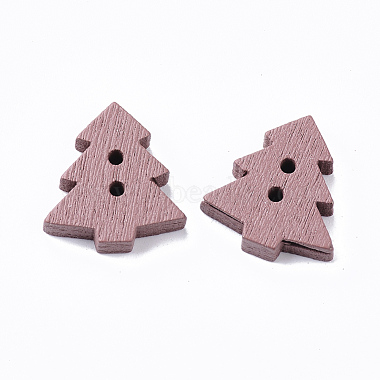 2-Hole Spray Painted Wooden Buttons(BUTT-T007-010B-01)-2