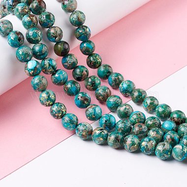 Brins de perles de jaspe impérial naturel et d'opale synthétique assemblés(G-K317-A09-01)-2