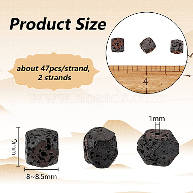 2 Stränge natürliche Lavagestein-Perlenstränge(G-OC0004-76)-2