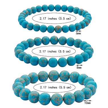 Ensemble de bracelets extensibles en perles rondes en jaspe impérial synthétique de taille 3 pièces 3(BJEW-SW00064-31)-7