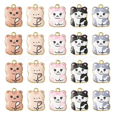 Golden Mixed Color Cat Shape Alloy Pendants