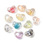 Transparent Resin & Natural Shell Beads, Heart, with Gold Foil, Mixed Color, 16x20x12.5mm, Hole: 2mm(RESI-B039-02B)