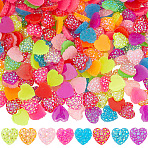 200Pcs Opaque Resin Cabochons, Heart, Faceted, with Paillette, Mixed Color, 11.5x12x4mm(CRES-SC0003-07)