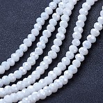 Electroplate Glass Beads Strands, Opaque Solid Color, AB Color Plated, Faceted, Rondelle, White, 10x8mm, Hole: 1mm, about 60~61pcs/strand, 46~48cm(EGLA-A034-P10mm-B18)