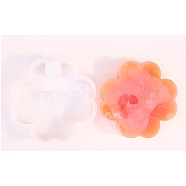 DIY Silicone Candlesticks Molds, for Candle Making, White, Flower, 12.3x11.8x3.1cm, Hole: 22mm(SIL-Z020-08C)