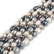 Natural Cultured Freshwater Pearl Beads Strands, Rice, Dyed, Mixed Color, 9~12x7~9mm, Hole: 0.7mm, about 32pcs/strand, 13.98 inch(35.5cm)(PEAR-L033-37G)