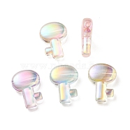 UV Plating Rainbow Iridescent Transparent Acrylic Beads, Key, Clear, 26.5x19x7.5mm, Hole: 2.7mm(OACR-C007-05E)