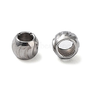 303 Stainless Steel Beads, Round with Moon Pattern, Stainless Steel Color, 3x2.5mm, Hole: 1.4mm(STAS-Q302-01B-P)