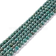 Natural Silver Line Jasper Beads Strands, Dyed & Heated, Round, Green, 4~4.5mm, Hole: 1mm, about 91~98pcs/strand, 14.96~15.35(38~39cm)(G-P451-02C-D)