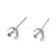 304 Stainless Steel Stud Earring Findings, Prong Earring Settings, Stainless Steel Color, 14.5x5.5mm, Inner Diameter: 5mm, Pin: 0.7mm(X-STAS-L219-03A-P)