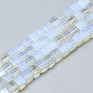 Opalite Beads Strands, Cube, 6~6.5x6~6.5x6~6.5mm, Hole: 1mm, about 65pcs/strand, 16.1 inch(X-G-S357-G15)