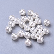 Shell Pearl Beads, Half Drilled Beads, Polished, Round, White, 10mm, Hole: 1.2mm(X-BSHE-L042-B02)