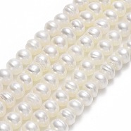 Natural Cultured Freshwater Pearl Beads Strands, Round, Linen, 5~5.5x5~5.5x4mm, Hole: 0.5mm, about 85~90pcs/strand, 14.37''(36.5cm)(PEAR-A005-01A)