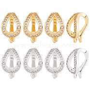 8Pcs 2 Colors Brass Micro Pave Clear Cubic Zirconia Twister Clasp, Teardrop, Mixed Color, 13.5x9.5x8mm, Hole: 1mm, 4pcs/color(FIND-BC0004-03)