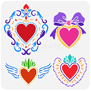 PET Hollow Out Drawing Painting Stencils, for DIY Scrapbook, Photo Album, Heart Pattern, 30x30cm(DIY-WH0391-0068)