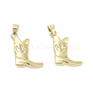 Rack Plating Brass Pendants, Long-Lasting Plated, Lead Free & Cadmium Free, Shoes, Real 18K Gold Plated, 19x18x2.5mm(KK-H474-10G)