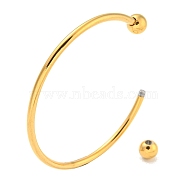 Ion Plating(IP) 304 Stainless Steel Cuff Bangles for Women, End of Crewable Round Beads, Long-Lasting Plated, Real 18K Gold Plated, 1/8~1/4 inch(0.8cm), Inner Diameter: 2-1/2 inch(6.2cm)(BJEW-M310-03G)