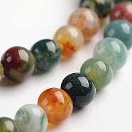 Round Natural Indian Agate Gemstone Bead Strands, 4mm, Hole: 1mm, about 100pcs/strand, 14.9 inch(G-J333-07-4mm)