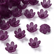 Frosted Acrylic Bead Caps, 6-Petal, Flower, Dark Orchid, 14x6mm, Hole: 2mm, about 1660pcs/500g(MACR-S371-07A-743)