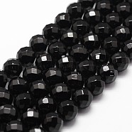 Natural Black Onyx Beads Strands, Grade A, Faceted, Round, 6mm, Hole: 1mm, about 61pcs/strand, 14.9 inch~15.1 inch(X-G-D840-23-6mm)