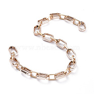 Handmade CCB Plastic Cable Chains, with Aluminium Paperclip Linking Ring, Unwelded, Golden & Rose Gold, Links: 15.5x8x2mm and 18.5x11.5x5mm, 39.37 inch(1m)/strand(X-AJEW-JB00661)
