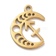 Real 18K Gold Plated 304 Stainless Steel Pendants, Laser Cut, Moon Phase with Constellation Charm, Sagittarius, 13x9.5x1mm, Hole: 1.2mm(STAS-R003-02G-08)