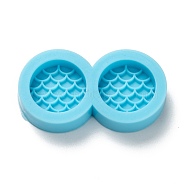 DIY Pendant Silicone Molds, for Earring Makings, Resin Casting Molds, For UV Resin, Epoxy Resin Jewelry Making, Round with Scale Pattern, Deep Sky Blue, 17x31x6mm, Inner Diameter: 12mm(DIY-G042-04)