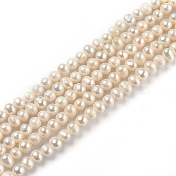 Natural Cultured Freshwater Pearl Beads Strands, Potato, Bisque, 4.5x4~5.5mm, Hole: 0.5mm, about 80pcs/strand, 13.78 inch(35cm)(PEAR-J005-03-01)