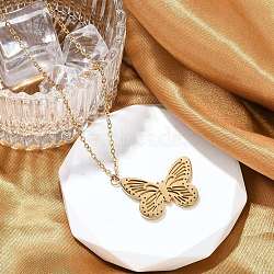 Butterfly 304 Stainless Steel Pendant Necklaces, Ion Plating(IP), Golden, 16.14 inch(41cm)(NJEW-L157-06G)