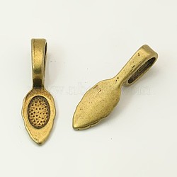 Tibetan Style Alloy Glue-on Flat Pad Bails, Cadmium Free & Lead Free, Antique Bronze, 26x8x7mm, Hole: 5x8mm, about 735pcs/1000g(TIBEB-LF10728YKG-AB-LF)