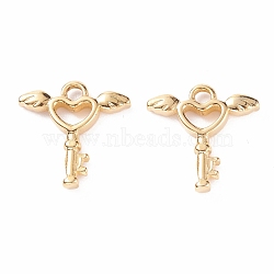 304 Stainless Steel Pendants, Key with Wings, Golden, 18x18x3mm, Hole: 2.5mm(STAS-B024-38G)